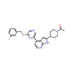 CC(=O)N1CCC(c2cc3c(-c4cncc(OCc5cccc(F)c5)n4)ccnc3[nH]2)CC1 ZINC000220345908