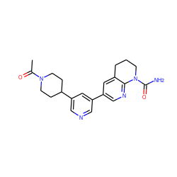 CC(=O)N1CCC(c2cncc(-c3cnc4c(c3)CCCN4C(N)=O)c2)CC1 ZINC001772593620