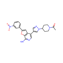 CC(=O)N1CCC(n2cc(-c3cnc(N)c4oc(-c5cccc([N+](=O)[O-])c5)cc34)cn2)CC1 ZINC000096274088