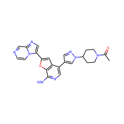 CC(=O)N1CCC(n2cc(-c3cnc(N)c4oc(-c5cnc6cnccn56)cc34)cn2)CC1 ZINC000096274067