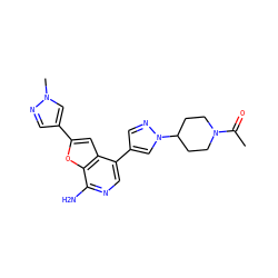 CC(=O)N1CCC(n2cc(-c3cnc(N)c4oc(-c5cnn(C)c5)cc34)cn2)CC1 ZINC000096274065