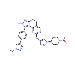 CC(=O)N1CCC(n2cc(Nc3ncc4c(n3)-c3c(nn(C)c3-c3ccc(-c5cnn(C(C)C)c5)cc3)CC4)cn2)CC1 ZINC000224943981