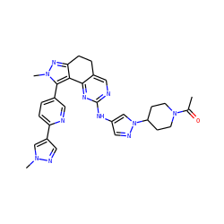 CC(=O)N1CCC(n2cc(Nc3ncc4c(n3)-c3c(nn(C)c3-c3ccc(-c5cnn(C)c5)nc3)CC4)cn2)CC1 ZINC000224944898