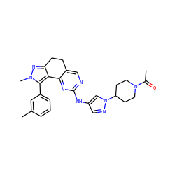 CC(=O)N1CCC(n2cc(Nc3ncc4c(n3)-c3c(nn(C)c3-c3cccc(C)c3)CC4)cn2)CC1 ZINC000169702313