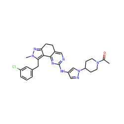 CC(=O)N1CCC(n2cc(Nc3ncc4c(n3)-c3c(nn(C)c3Cc3cccc(Cl)c3)CC4)cn2)CC1 ZINC000141183444