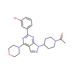 CC(=O)N1CCC(n2ncc3c(N4CCOCC4)nc(-c4cccc(O)c4)nc32)CC1 ZINC000045283397