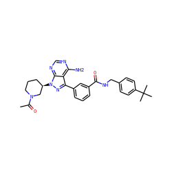 CC(=O)N1CCC[C@@H](n2nc(-c3cccc(C(=O)NCc4ccc(C(C)(C)C)cc4)c3)c3c(N)ncnc32)C1 ZINC000095578728