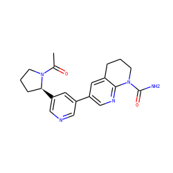 CC(=O)N1CCC[C@@H]1c1cncc(-c2cnc3c(c2)CCCN3C(N)=O)c1 ZINC001772649640