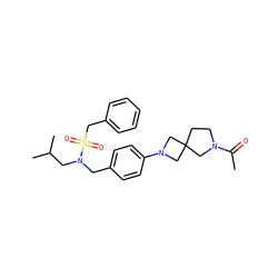 CC(=O)N1CCC2(C1)CN(c1ccc(CN(CC(C)C)S(=O)(=O)Cc3ccccc3)cc1)C2 ZINC000147289229