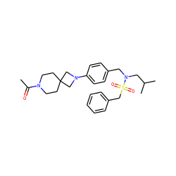 CC(=O)N1CCC2(CC1)CN(c1ccc(CN(CC(C)C)S(=O)(=O)Cc3ccccc3)cc1)C2 ZINC000147235263