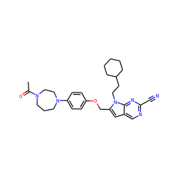 CC(=O)N1CCCN(c2ccc(OCc3cc4cnc(C#N)nc4n3CCC3CCCCC3)cc2)CC1 ZINC000040866830