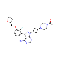 CC(=O)N1CCN([C@H]2C[C@@H](n3cc(-c4cccc(OC[C@@H]5CCCO5)c4F)c4c(N)ncnc43)C2)CC1 ZINC000653736015