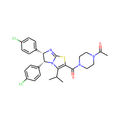 CC(=O)N1CCN(C(=O)C2=C(C(C)C)N3C(=N[C@@H](c4ccc(Cl)cc4)[C@H]3c3ccc(Cl)cc3)S2)CC1 ZINC000095574714