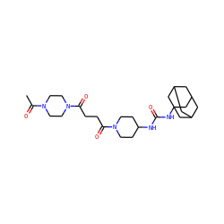 CC(=O)N1CCN(C(=O)CCC(=O)N2CCC(NC(=O)NC34CC5CC(CC(C5)C3)C4)CC2)CC1 ZINC000169329990