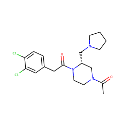 CC(=O)N1CCN(C(=O)Cc2ccc(Cl)c(Cl)c2)[C@H](CN2CCCC2)C1 ZINC000003800861