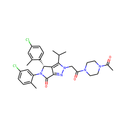 CC(=O)N1CCN(C(=O)Cn2nc3c(c2C(C)C)[C@@H](c2ccc(Cl)cc2C)N(c2cc(Cl)ccc2C)C3=O)CC1 ZINC000206118984