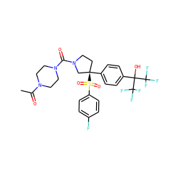 CC(=O)N1CCN(C(=O)N2CC[C@@](c3ccc(C(O)(C(F)(F)F)C(F)(F)F)cc3)(S(=O)(=O)c3ccc(F)cc3)C2)CC1 ZINC001772618301