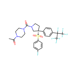 CC(=O)N1CCN(C(=O)N2CC[C@](c3ccc(C(F)(C(F)(F)F)C(F)(F)F)cc3)(S(=O)(=O)c3ccc(F)cc3)C2)CC1 ZINC001772595576