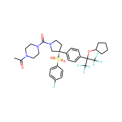 CC(=O)N1CCN(C(=O)N2CC[C@](c3ccc(C(OC4CCCC4)(C(F)(F)F)C(F)(F)F)cc3)(S(=O)(=O)c3ccc(F)cc3)C2)CC1 ZINC001772602071
