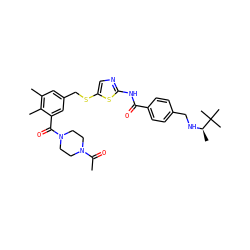 CC(=O)N1CCN(C(=O)c2cc(CSc3cnc(NC(=O)c4ccc(CN[C@H](C)C(C)(C)C)cc4)s3)cc(C)c2C)CC1 ZINC000003962969