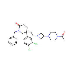 CC(=O)N1CCN(C2CN(CC[C@@]3(c4ccc(Cl)c(Cl)c4)CCC(=O)N(Cc4ccccc4)C3)C2)CC1 ZINC000027622901