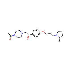 CC(=O)N1CCN(CC(=O)c2ccc(OCCCN3CCC[C@H]3C)cc2)CC1 ZINC000084705230