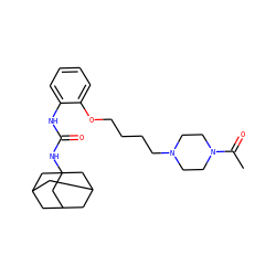 CC(=O)N1CCN(CCCCOc2ccccc2NC(=O)NC23CC4CC(CC(C4)C2)C3)CC1 ZINC000066058896