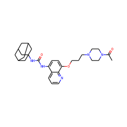 CC(=O)N1CCN(CCCOc2ccc(NC(=O)NC34CC5CC(CC(C5)C3)C4)c3cccnc23)CC1 ZINC000169329984