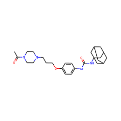 CC(=O)N1CCN(CCCOc2ccc(NC(=O)NC34CC5CC(CC(C5)C3)C4)cc2)CC1 ZINC000066148636