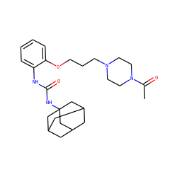 CC(=O)N1CCN(CCCOc2ccccc2NC(=O)NC23CC4CC(CC(C4)C2)C3)CC1 ZINC000066058800