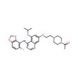 CC(=O)N1CCN(CCOc2cc(OC(C)C)c3c(Nc4c(F)ccc5c4OCO5)ncnc3c2)CC1 ZINC000014949466