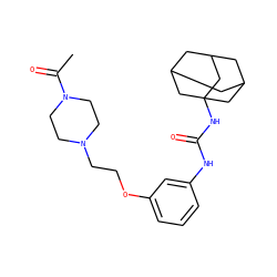 CC(=O)N1CCN(CCOc2cccc(NC(=O)NC34CC5CC(CC(C5)C3)C4)c2)CC1 ZINC000066259105