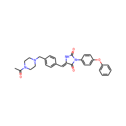 CC(=O)N1CCN(Cc2ccc(/C=C3\NC(=O)N(c4ccc(Oc5ccccc5)cc4)C3=O)cc2)CC1 ZINC000028899269