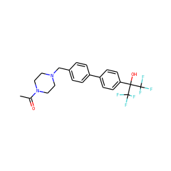 CC(=O)N1CCN(Cc2ccc(-c3ccc(C(O)(C(F)(F)F)C(F)(F)F)cc3)cc2)CC1 ZINC000095537675