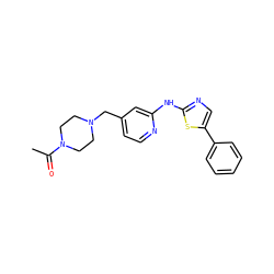 CC(=O)N1CCN(Cc2ccnc(Nc3ncc(-c4ccccc4)s3)c2)CC1 ZINC000013586290