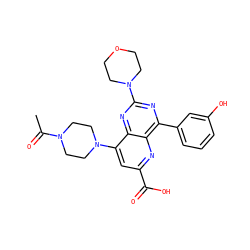 CC(=O)N1CCN(c2cc(C(=O)O)nc3c(-c4cccc(O)c4)nc(N4CCOCC4)nc23)CC1 ZINC000143082417