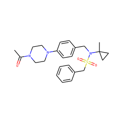 CC(=O)N1CCN(c2ccc(CN(C3(C)CC3)S(=O)(=O)Cc3ccccc3)cc2)CC1 ZINC000147251224