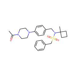 CC(=O)N1CCN(c2ccc(CN(C3(C)CCC3)S(=O)(=O)Cc3ccccc3)cc2)CC1 ZINC000147251662