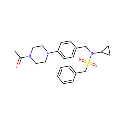 CC(=O)N1CCN(c2ccc(CN(C3CC3)S(=O)(=O)Cc3ccccc3)cc2)CC1 ZINC000147262493
