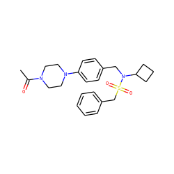 CC(=O)N1CCN(c2ccc(CN(C3CCC3)S(=O)(=O)Cc3ccccc3)cc2)CC1 ZINC000147262020