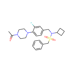 CC(=O)N1CCN(c2ccc(CN(C3CCC3)S(=O)(=O)Cc3ccccc3)cc2F)CC1 ZINC000147233817