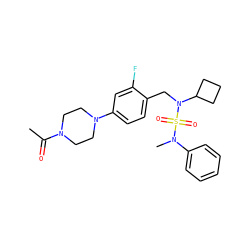 CC(=O)N1CCN(c2ccc(CN(C3CCC3)S(=O)(=O)N(C)c3ccccc3)c(F)c2)CC1 ZINC000169710351