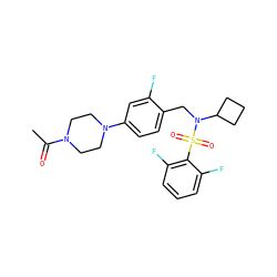 CC(=O)N1CCN(c2ccc(CN(C3CCC3)S(=O)(=O)c3c(F)cccc3F)c(F)c2)CC1 ZINC000147273408
