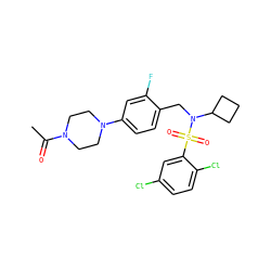 CC(=O)N1CCN(c2ccc(CN(C3CCC3)S(=O)(=O)c3cc(Cl)ccc3Cl)c(F)c2)CC1 ZINC000143981439