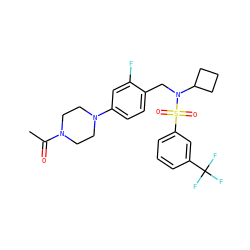 CC(=O)N1CCN(c2ccc(CN(C3CCC3)S(=O)(=O)c3cccc(C(F)(F)F)c3)c(F)c2)CC1 ZINC000147264302