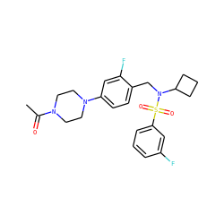 CC(=O)N1CCN(c2ccc(CN(C3CCC3)S(=O)(=O)c3cccc(F)c3)c(F)c2)CC1 ZINC000147281604