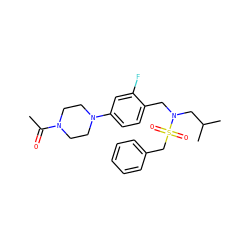 CC(=O)N1CCN(c2ccc(CN(CC(C)C)S(=O)(=O)Cc3ccccc3)c(F)c2)CC1 ZINC000144846202