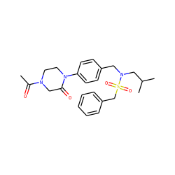 CC(=O)N1CCN(c2ccc(CN(CC(C)C)S(=O)(=O)Cc3ccccc3)cc2)C(=O)C1 ZINC000147251887