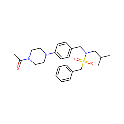 CC(=O)N1CCN(c2ccc(CN(CC(C)C)S(=O)(=O)Cc3ccccc3)cc2)CC1 ZINC000222072750