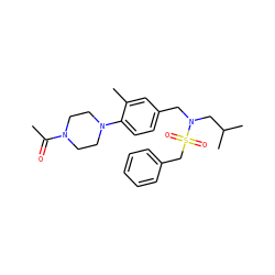CC(=O)N1CCN(c2ccc(CN(CC(C)C)S(=O)(=O)Cc3ccccc3)cc2C)CC1 ZINC000147230100